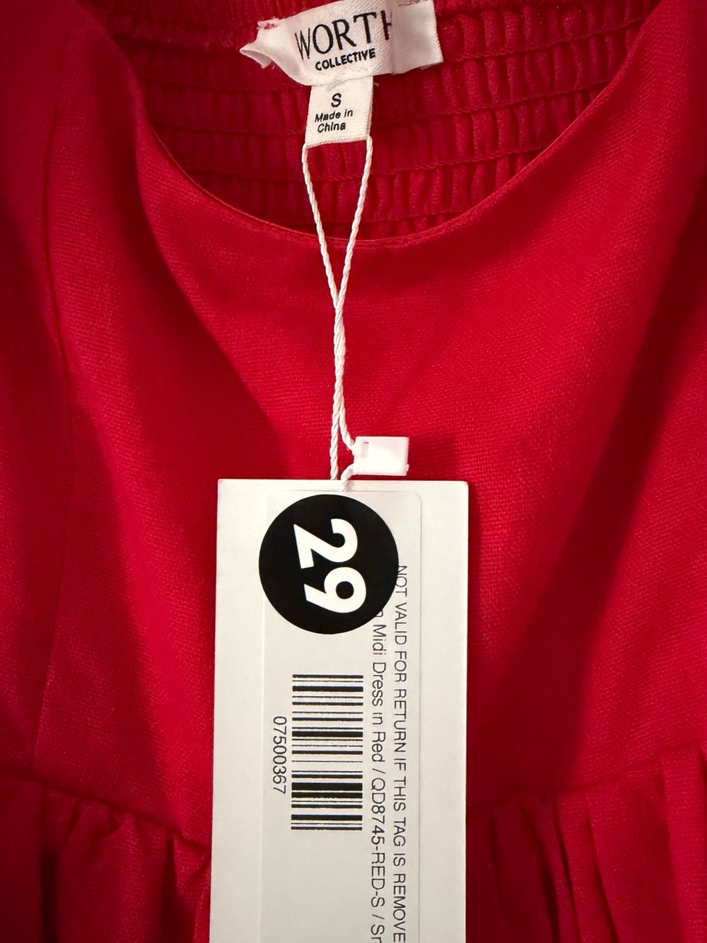 Worth Collective Hamilton Red Puff-Sleeve Midi Dress - Picture 3 of 7